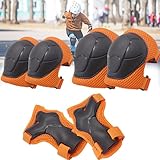 CXAFQ Orange Kinder Rollschuhschoner 6 Teiliges Set, Knieschoner Kinder Schoner Inliner 6Pcs...
