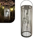 Gadgy Solarlanterne für Außen Rattan Optik - Hängend oder Tischlampe - Solarlampen für Außen...