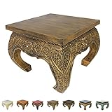Oriental Galerie Opiumtisch Beistelltisch Couchtisch 50 x 50cm Thailand Tisch Holz Gold Antik
