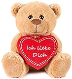 Brubaker Teddy Plüschbär mit Herz Rot - Ich Liebe Dich - 25 cm - Teddybär Plüschteddy...