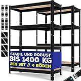 MASKO® 2er-Set Lagerregal Schwerlastregal, Kellerregal, 160 x 80 x 40 cm, bis 700kg belastbar, 4...
