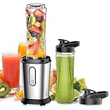 Mixer, 500W Mini Standmixer & Smoothie Maker mit 2x600ml Flaschen BPA frei Tritan, Tragbarer Mixer...