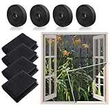 4 Stück Ohne Bohren Fliegengitter Fenster 130x150cm Zuschneidbar Insektenschutz Fenster...