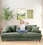 Kidirect Cord Sofa 3 Sitzer, 221CM Bequemes Couch 53CM Extra Tiefe Sitze, Sofa Wohnzimmer...