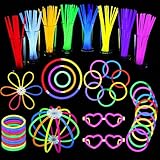 DERAYEE 30 Stück Knicklichter,Neon Leuchtstäbe Party Pack mit 30 Verbinder und Leuchtbrillen Set...
