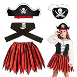SEFIRST 4 Stück Piratenkostüm Kinder Mädchen, Piraten Kostüm Zubehör Halloween Verkleidung...