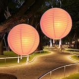 NAVESO Solar Lampions Außen Wetterfest Rosa, 2 Stück 20cm Lampions Solar Outdoor mit 4 Quasten,...