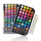 Artecho Aquarellfarben 48 Farben mit 3 Pinsel und 1 Palette, Tragbar und Einfach zu Bedienen, Ideal...