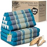 livasia Thaikissen mit 3 Auflagen - 175x50x8cm - Dreieckskissen mit Klappmatratze, Keilkissen Kapok,...
