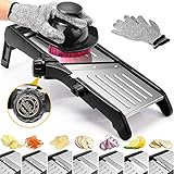 Gemüsehobel Mandoline, 7-in-1 Verstellbar Mandoline Gemüsehobel, Multifunktion Scheiben, Julienne,...