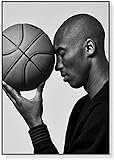 Kobe Bryant Poster Drucken, Schwarzer Mamba Und Basketball in Schwarzweiss-Fotografiekunstdruck Auf...