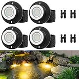 4 Stück Teichbeleuchtung LED Unterwasser, IP68 Wasserdicht Unterwasserbeleuchtung Warmes Licht...