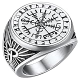 FaithHeart Edelstahl Statement Vikings Kompass Ring in Umfang 64.6mm Wikinger Kompass Amulett...