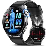 2025 Neu Smartwatch Herren mit EKG/ΒΙυtｚυcker/BMI/HRV/Harnsäure/LED-Licht, 1,56' AMOLED Rund...