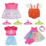 Xerteam 4 Pack Neue Puppenkleidung für Süße Babymädchen, 36-40cm Babypuppen Kleidung, 2 Bunte...