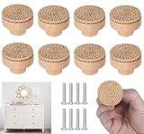 8 Stück Rattan Möbelknöpfe Schrankknöpfe, Holz Tür Schubladengriffe, Holz Kommodenknöpfe...