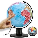 ORBIT Globes & Maps - Schülerglobus - 16cm Mini-Leucht-Globus mit stabilem, schwarzem Standfuß,...