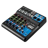 Mini Audio DJ Mixer Sound Board Console System,5-Kanal 48V Phantomspeisung, Rauschen -80dB mit...