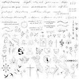 BETESSIN 3 Bögen Temporäre Tattoos 2 Wochen - Fake Tattoo mit 100+ Motiven - Klebetattoos für...