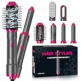 ZQAZXH 6 in 1 Warmluftbürste Set, Multi-Haarstyler, Negativ Lonen Airstyler, Schnelltrocknend...