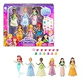 Mattel Disney Prinzessinnen Set, inkl. 6 Disney Figuren: Tiana, Cinderella, Mulan, Belle, Rapunzel,...