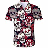 NebulaGlam Halloween Shirt Herren, Hawaii Hemd Männer Skelett Shirt, Komisch Skelett Button Up...