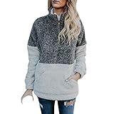 StarTreene Pullover Sweatshirts Plüsch Outwear für Frauen Stehkragen Reißverschluss Herbst Warm...