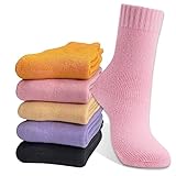 Hocerlu Thermosocken Damen, Dicke Warme Kuschelsocken Damen 5 Paar Wintersocken WollSocken Bunte...