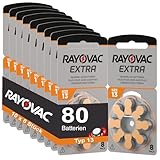 80 Hörgerätebatterien Rayovac Extra Typ 13 10x8 Stück Hörgerätbatterie