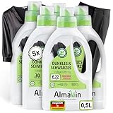 AlmaWin® Waschmittel Schwarze Wäsche [5x 750ml - 150 Ladungen] für strahlende Farben frei von...