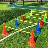 Agility Trainingshürde und Kegel Set für Sportler, flexible Slalomstangen für Fußballübungen...
