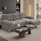 MEROUS Ecksofa - Chenille Sofa Polsterecke Couch in L-Form - Waschbare Kissen - Chaiselongue...