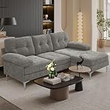 MEROUS Ecksofa - Chenille Sofa Polsterecke Couch in L-Form - Waschbare Kissen - Chaiselongue...