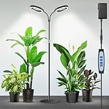 Garpsen Halo Pflanzenlampe, Dual-Kopf Vollspektrum-LED-Pflanzenlampen für Indoor Growing mit Stand,...