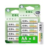 EBL Akku AA - wiederaufladbare AA Batterien 8 Stück mit hoher Kapazität 2800mAh,1,2V Mignon AA...