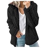 Plüschjacke Damen, Teddy Fleecejacke Damen, Warm Winterjacke Damen Herbstmantel Zip Teddyfleece...