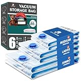 Vakuumbeutel für Kleidung Bettdecken 6 Stück, CaptainFive Vakuumierbeutel 3 Größen (2*100x80cm +...