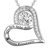 LOVORDS Damen Halskette Gravur 925 Sterling Silber Herz Kette Anhänger Liebesgeschenke für Frauen...