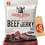 Viking Bites Beef Jerky Barbecue 400g (8 x 50g) – Getrocknetes Rindfleisch – Fleischsnack mit...