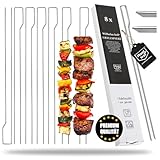 Wilhelm Sell® 8X Grillspieße mit Griff - Schaschlikspiesse 30 cm mit Doppelzinken zum Fixieren von...