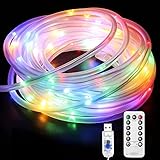 LE 10m Lichtschlauch, 100 LEDs 8 Modi Dimmbar USB Lichterschlauch mit Fernbedienung, IP65...