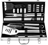 ROMANTICIST 20PCS Edelstahl Grillset für Geschenk - Edelstahl Grillzubehör Set im Aluminium -...