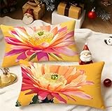 Kissen Orange Kissenbezuge 40x60 cm 2er Set Kissenbezug Blumen Deko Pillow Kleines Kissen Samt...