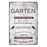 Retro Gartenregeln Schild-Blechschilder Garten mit Sprüchen,Metallschild Garten Outdoor Deko...