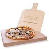 PIZZASTEIN - BROTBACKSTEIN Set, extra dicker lebensmittelechter Schamottestein eckig 40 x 30 x 3 cm...