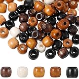 YUXIANLB 150 Stück Holzperlen mit Großem Loch Naturperlen in 5 Vintage Farben für Makramee...