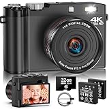4K Digitalkamera - 64MP Autofokus Vlogging Kamera, One-Touch Makro & 18X Digitalzoom, 2.8“ 180°...