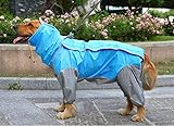 Niedlicher Hunde-Regenmantel, PU, verstellbar, wasserdicht, leicht, für große Hunde (blau, groß)