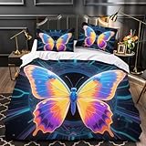 ARTAMA Jungen Bettwäsche Set 135x200cm Kinder Schmetterling Bettbezug Set für Jugendliche...