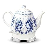 Design Porzellan Wasserkocher Gzhel 1,7L. elektrische Teekanne Keramik